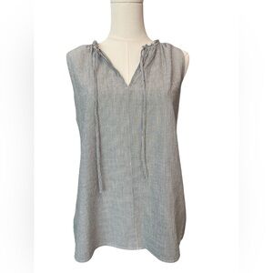 🔵 NWOT ANN TAYLOR LOFT Gray & White Striped Chambray Sleeveless Top | Size M